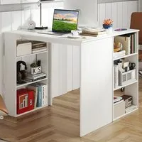 6 Shelf Computer Desk - White