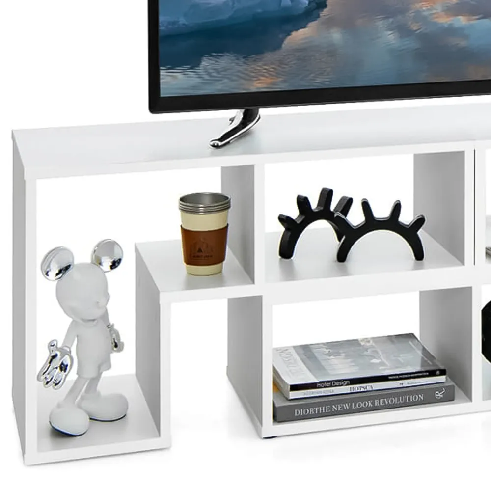 6 Shelf Convertible TV Unit with Modular Design - White