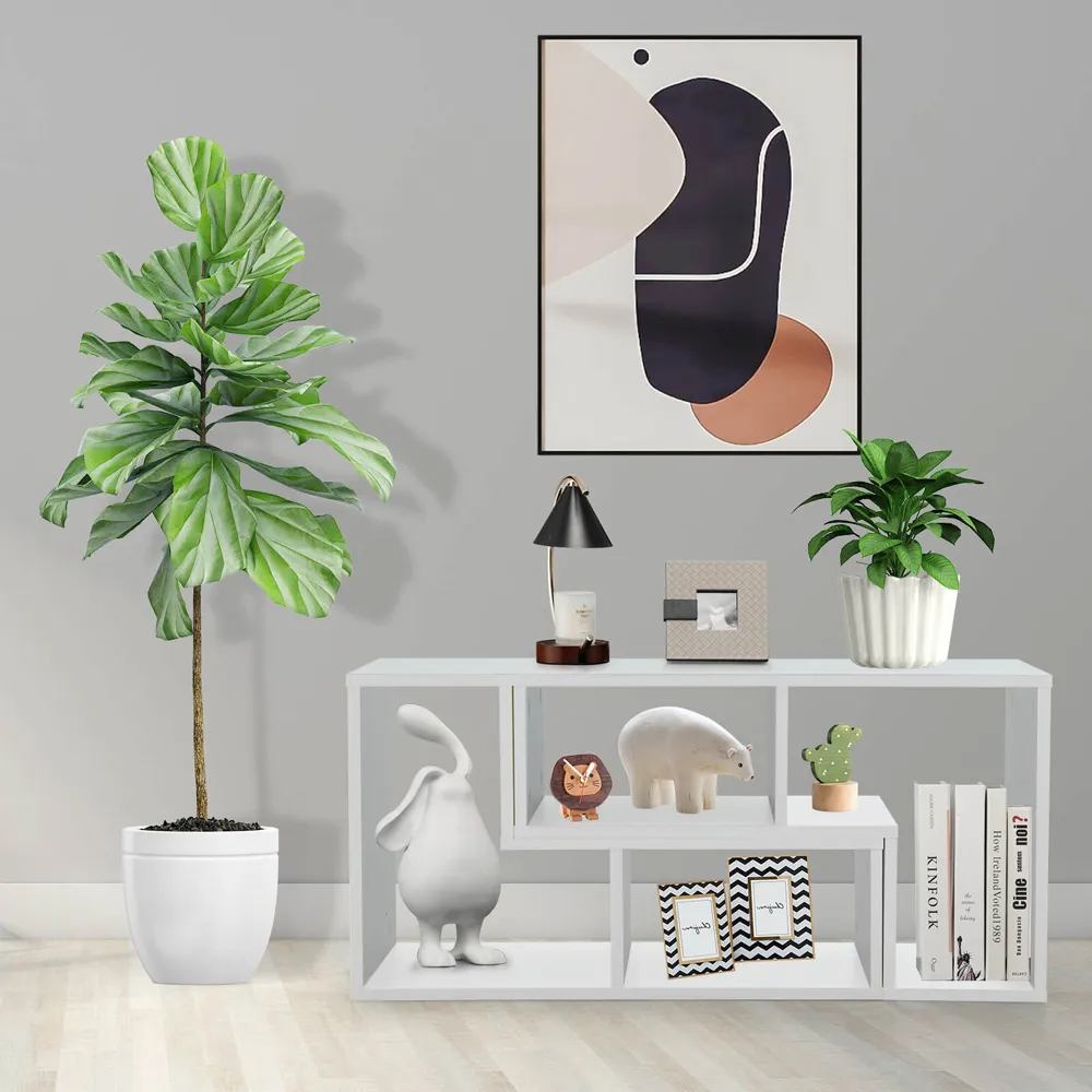 6 Shelf Convertible TV Unit with Modular Design - White