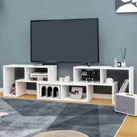 6 Shelf Convertible TV Unit with Modular Design - White