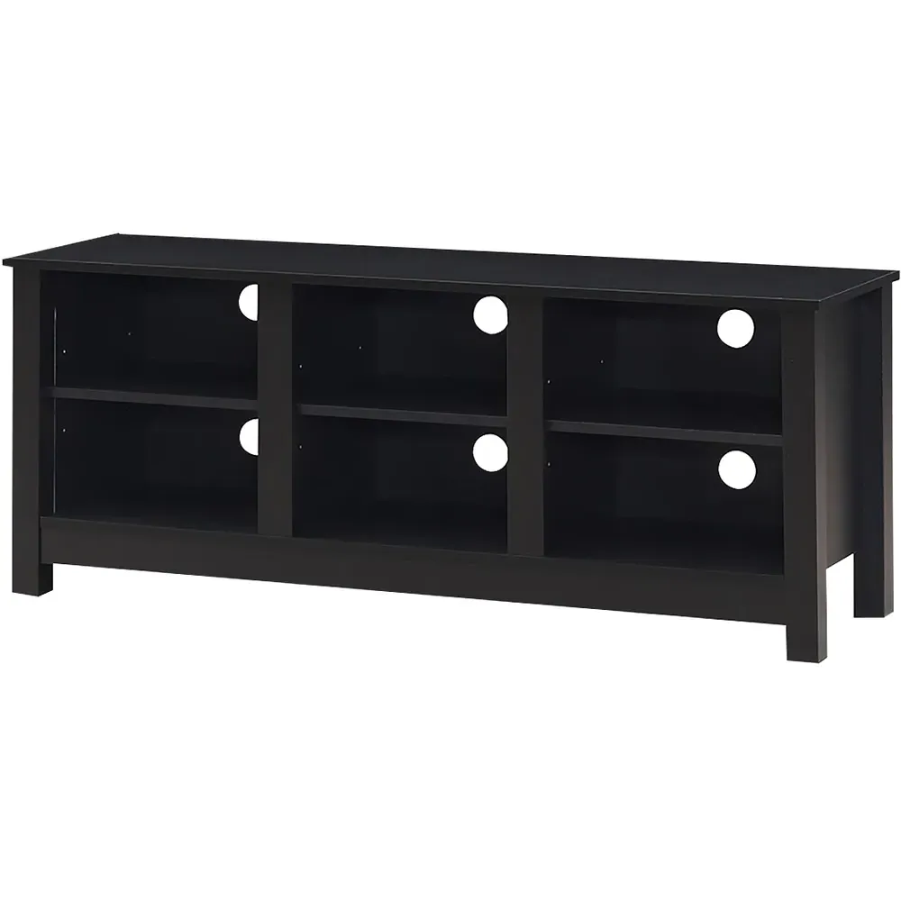 6 Shelf TV Stand with Cable Management - Black, Wood