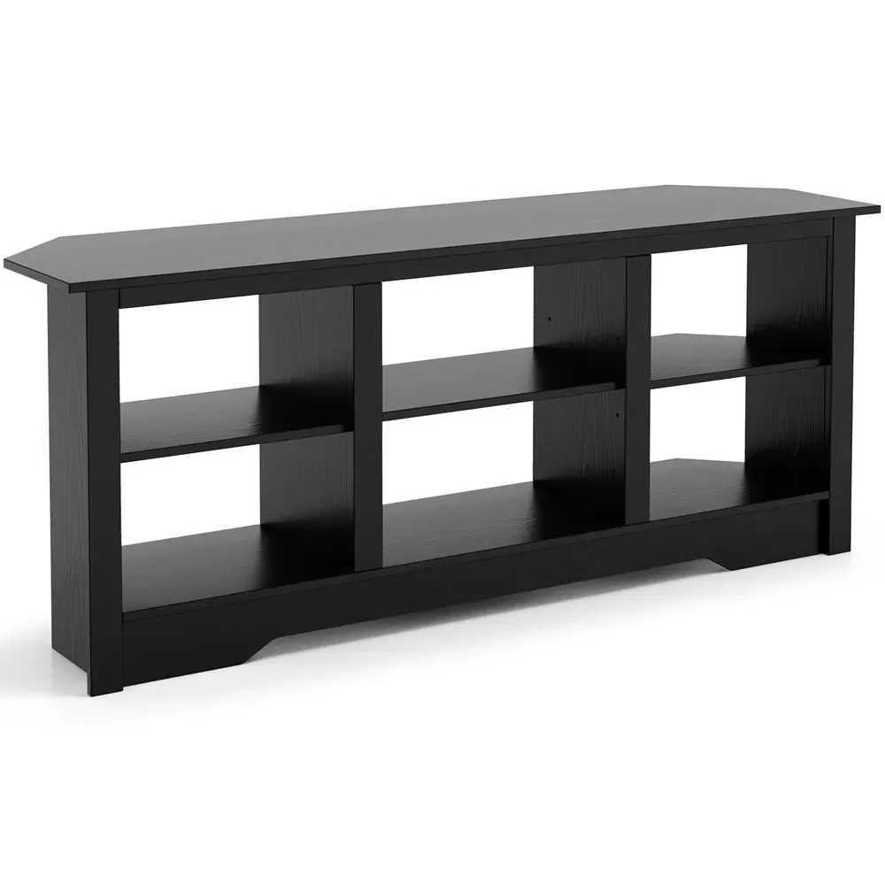 6 Shelf TV Stand with Removable Shelf - Black, Wood