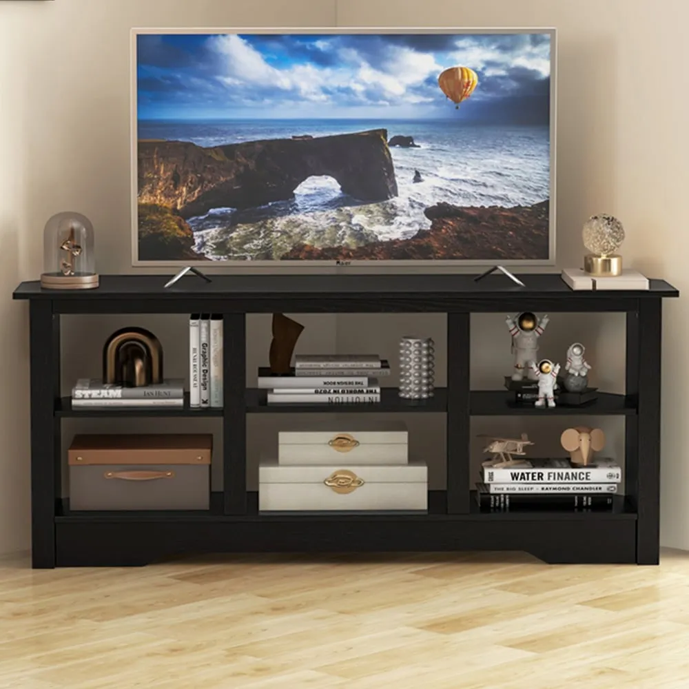 6 Shelf TV Stand with Removable Shelf - Black, Wood image
