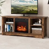 6 Shelf TV Unit with Adjustable Shelf - Rustic Brown