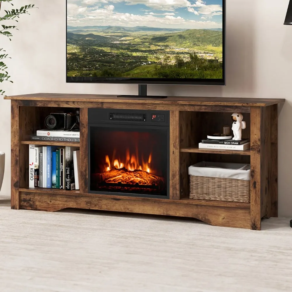 6 Shelf TV Unit with Adjustable Shelf - Rustic Brown image