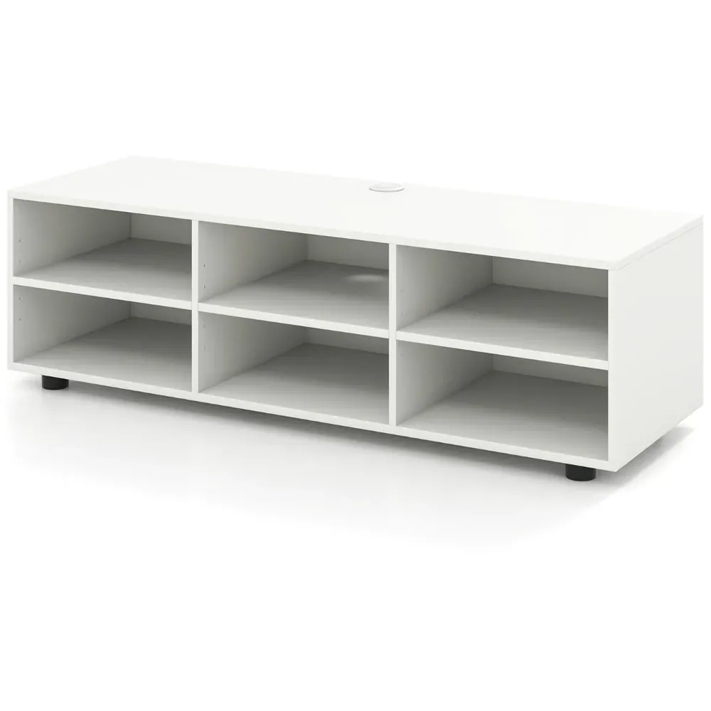 6 Shelf TV Unit with Adjustable Shelves - White