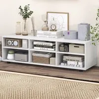 6 Shelf TV Unit with Adjustable Shelves - White