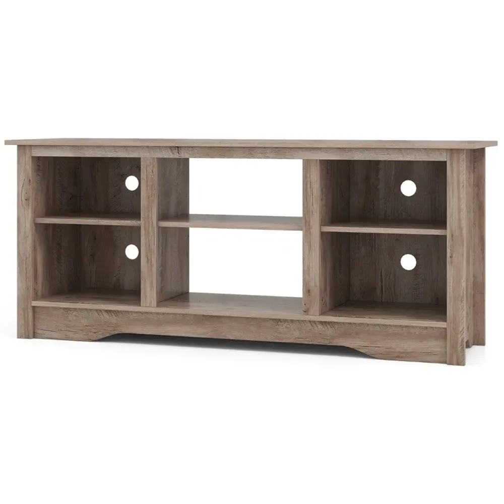6 Shelf TV Unit with Cable Management - Grey