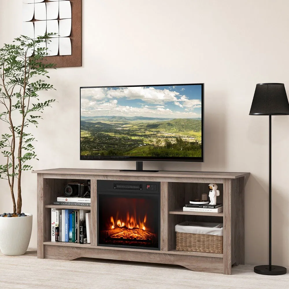 6 Shelf TV Unit with Cable Management - Grey