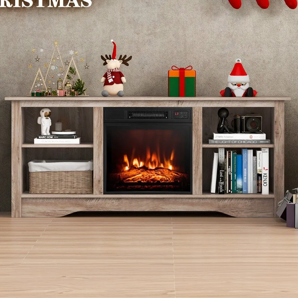 6 Shelf TV Unit with Cable Management - Grey