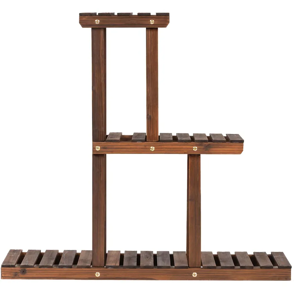 6 Shelf Wooden Plant Stand - Brown, Fir