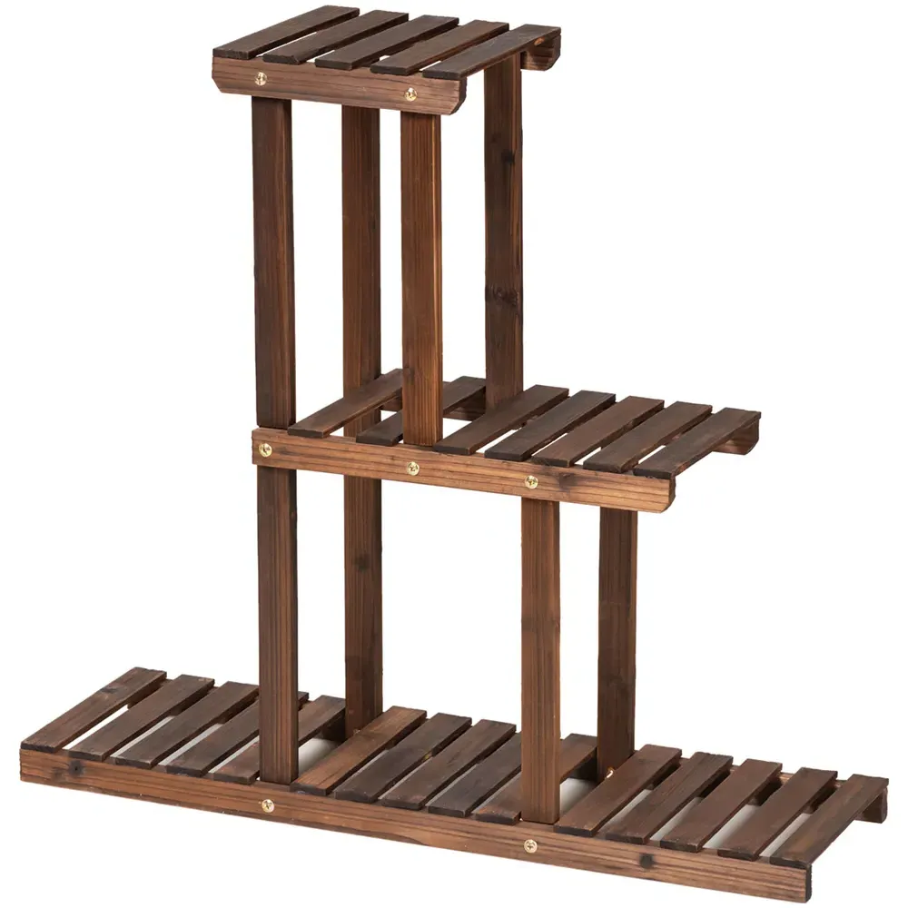 6 Shelf Wooden Plant Stand - Brown, Fir