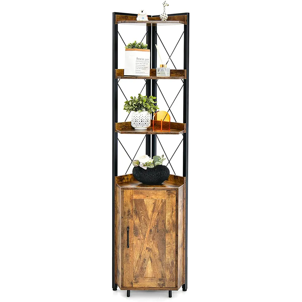 6 Tier Bookcase with Storage Cabinet - Brown