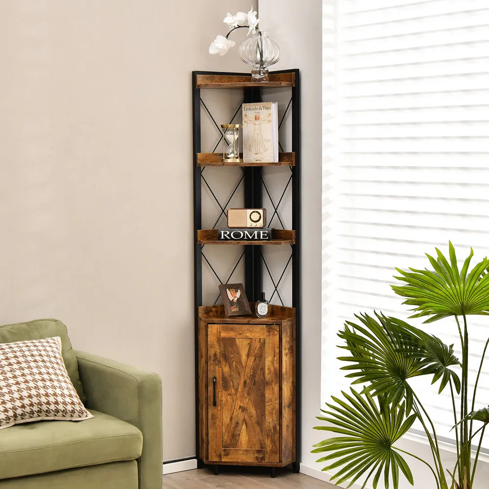 6 Tier Bookcase with Storage Cabinet - Brown