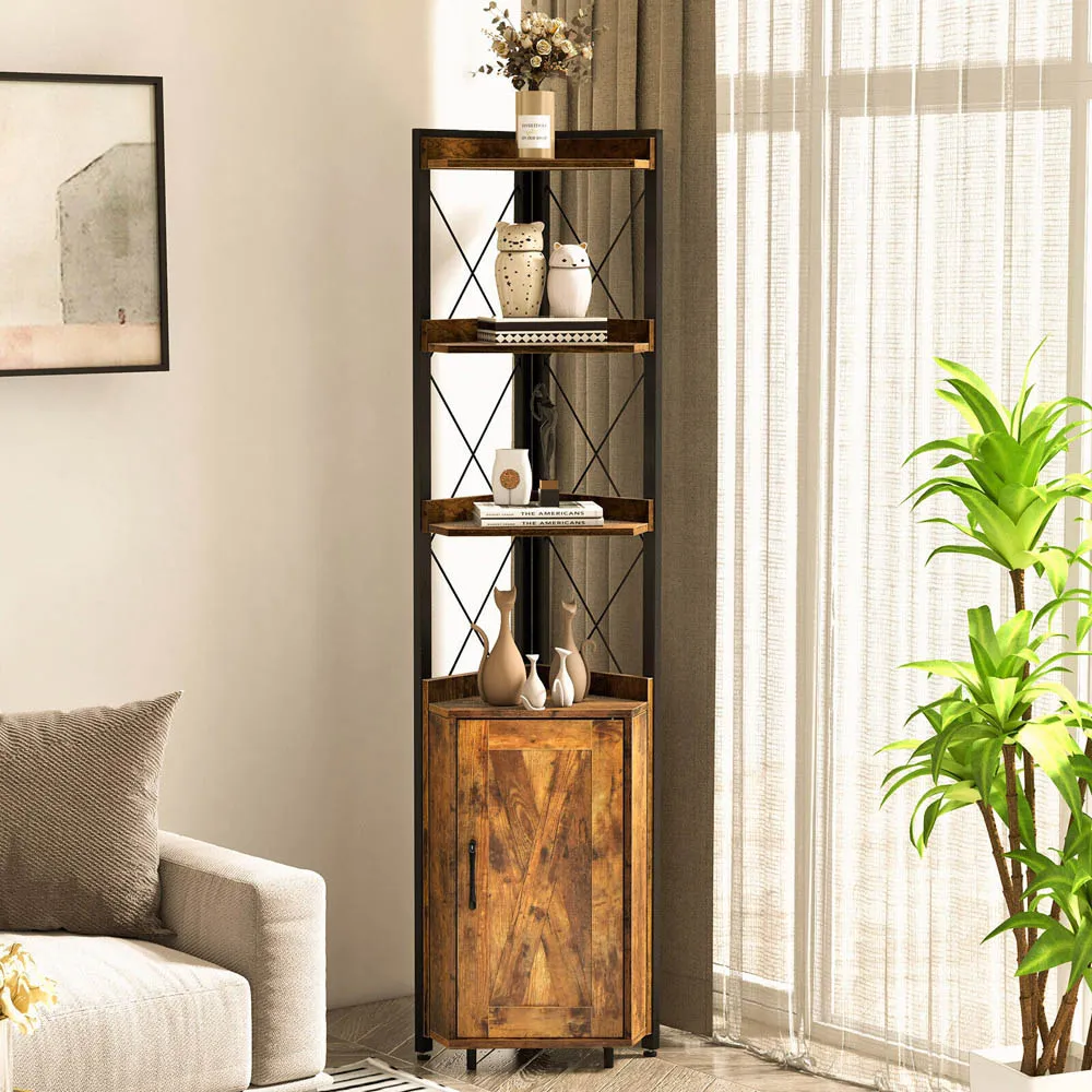 6 Tier Bookcase with Storage Cabinet - Brown
