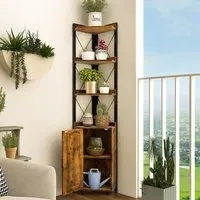 6 Tier Bookcase with Storage Cabinet - Brown