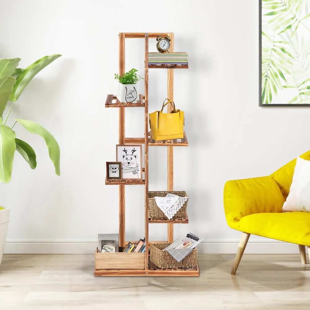 6 Tier Wooden Plant Stand - Cream, Pine