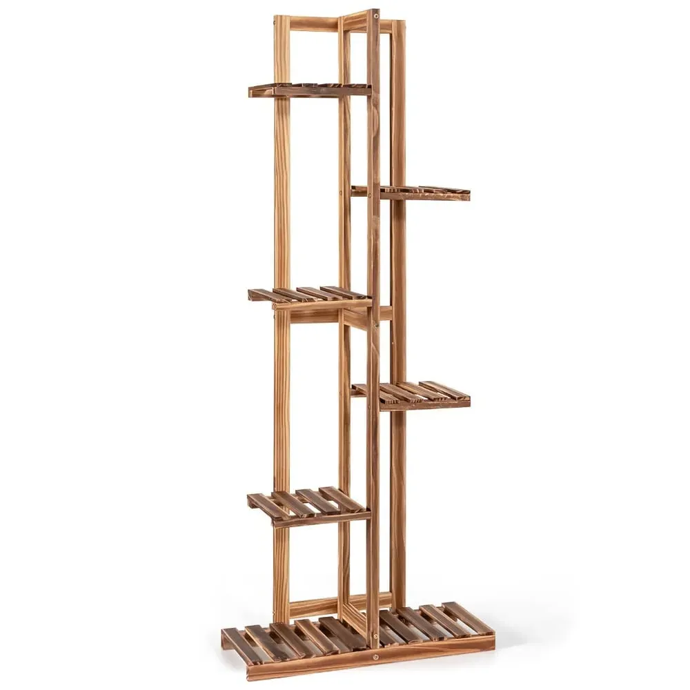 6 Tier Wooden Plant Stand - Cream, Pine image