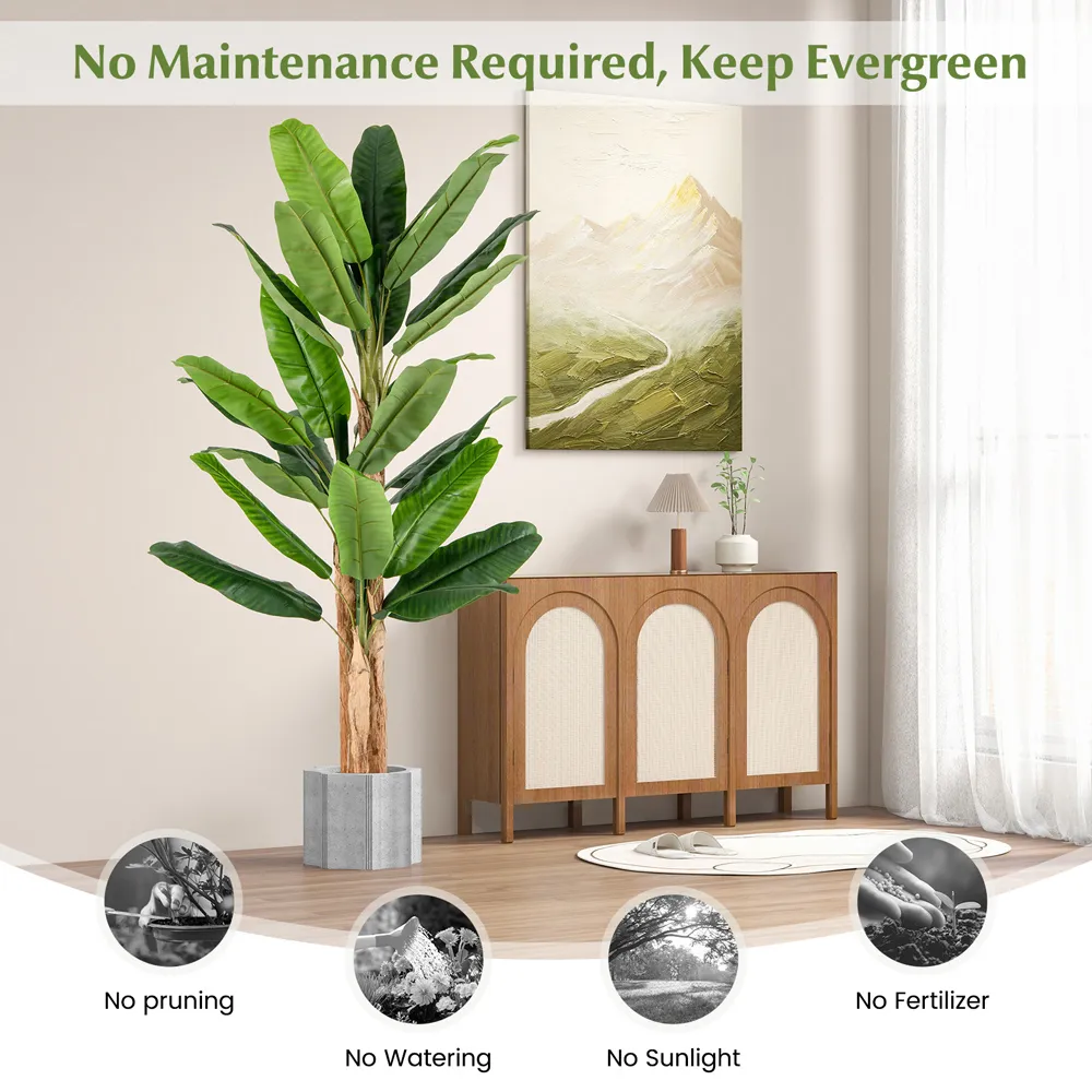 6.4ft Banana Tree Artificial Plant in Pot - Green