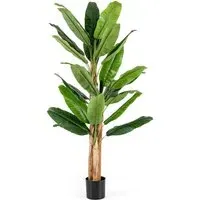 6.4ft Banana Tree Artificial Plant in Pot - Green
