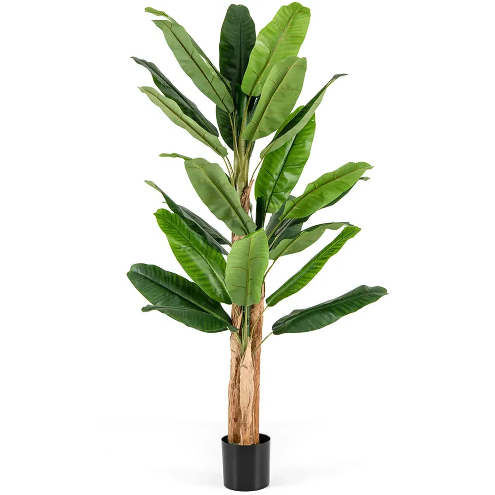 6.4ft Banana Tree Artificial Plant in Pot - Green