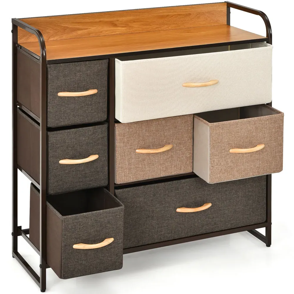 7 Drawer Chest with Wooden Top - Multi