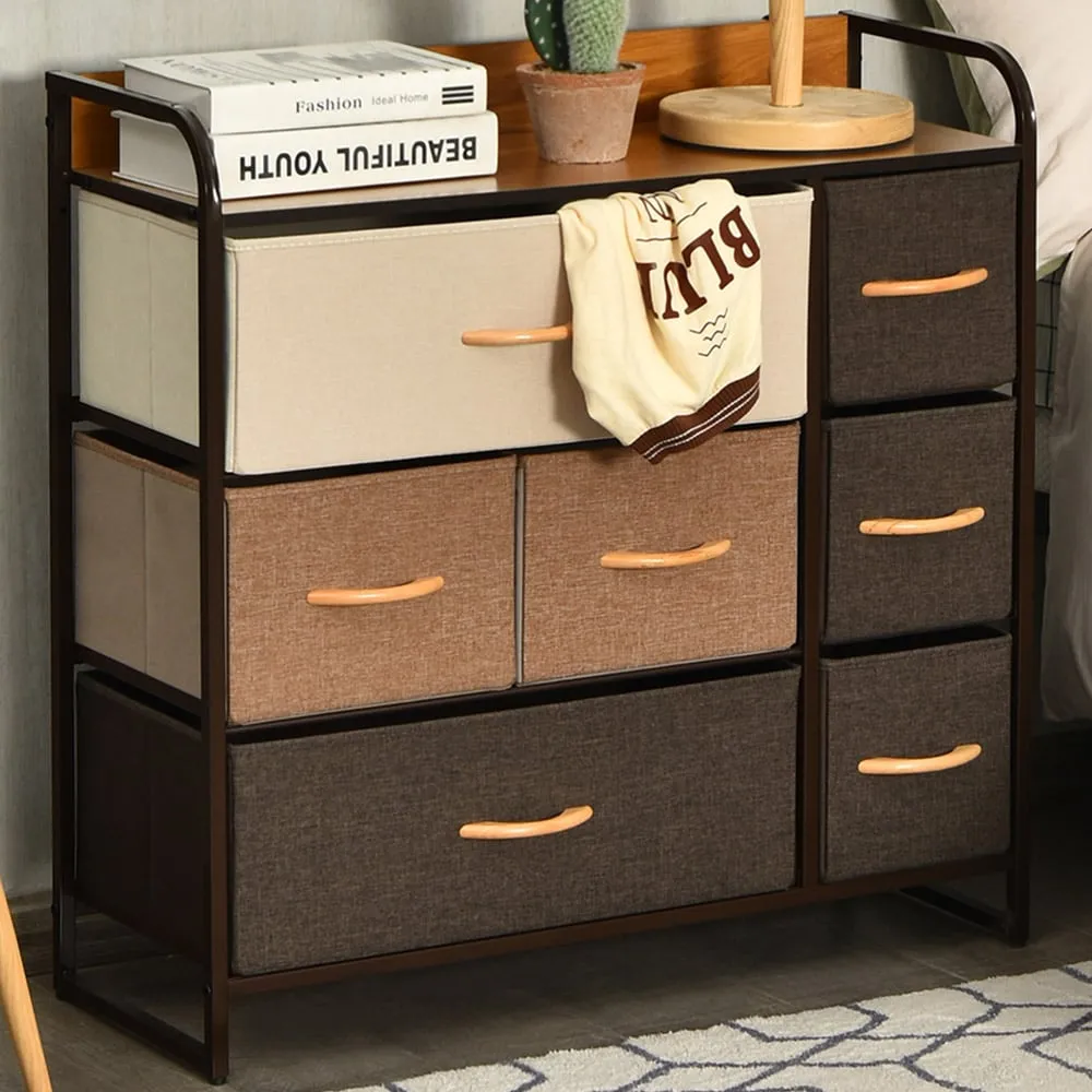 7 Drawer Chest with Wooden Top - Multi