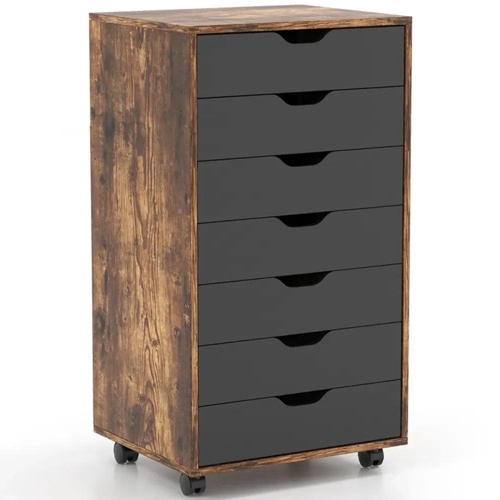 7 Drawer Mobile File Cabinet - Brown