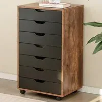 7 Drawer Mobile File Cabinet - Brown