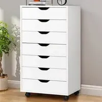 7 Drawer Mobile File Cabinet - White