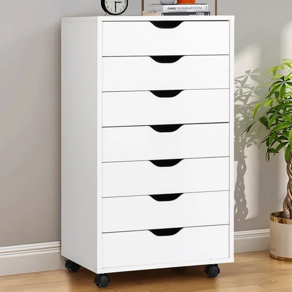 7 Drawer Mobile File Cabinet - White image