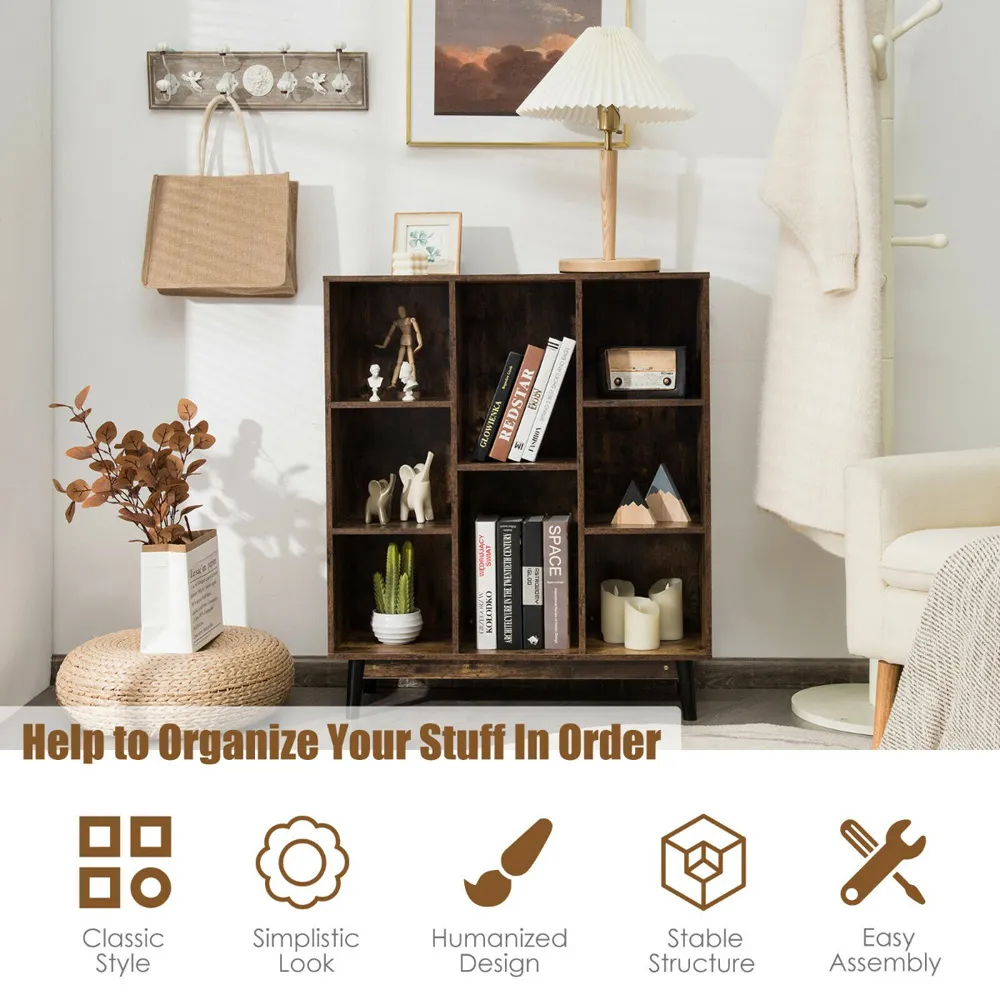 8 Cube Anti-Tipping Storage Cabinet - Brown