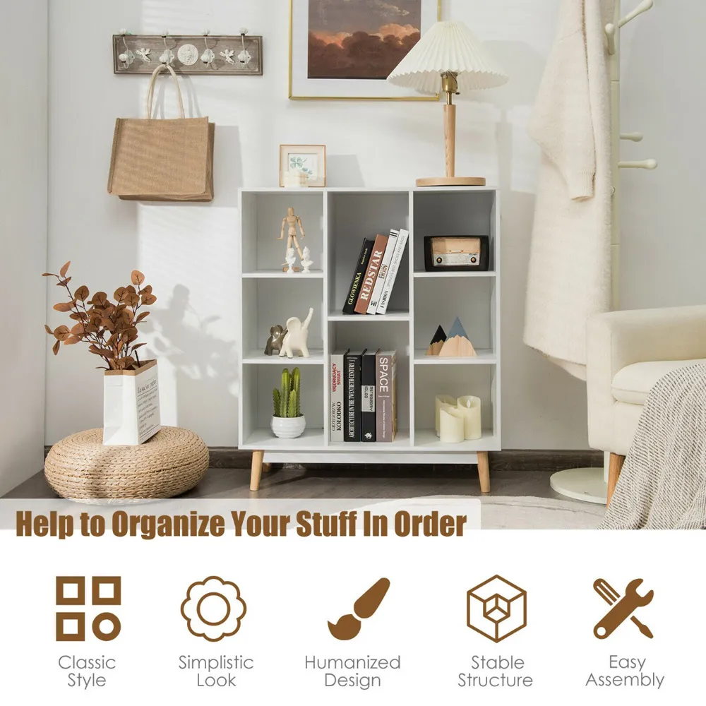 8 Cube Anti-Tipping Storage Cabinet - White