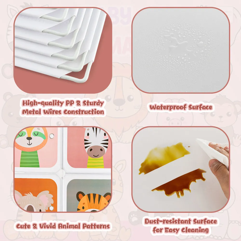 8 Cube Portable Kids Wardrobe with Hanging Section - White