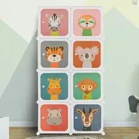 8 Cube Portable Kids Wardrobe with Hanging Section - White