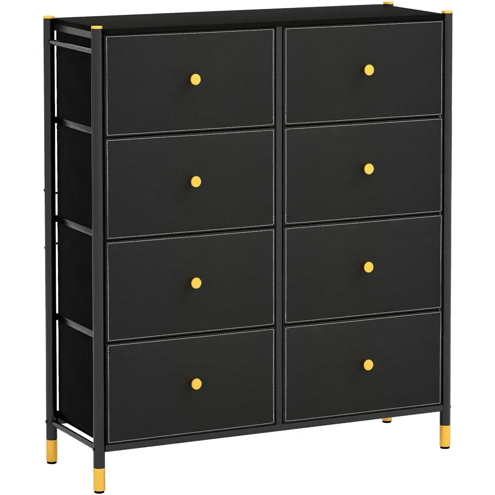 8 Drawer Fabric Dresser - Black