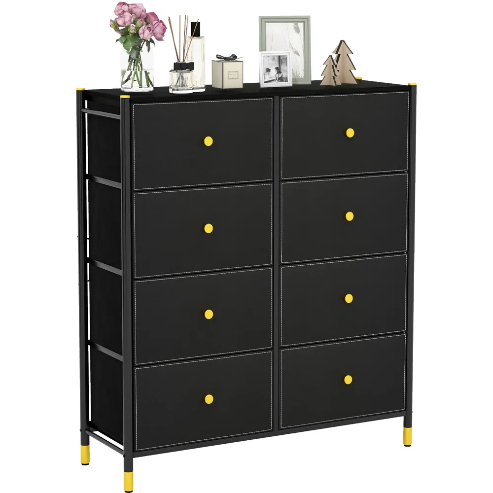 8 Drawer Fabric Dresser - Black