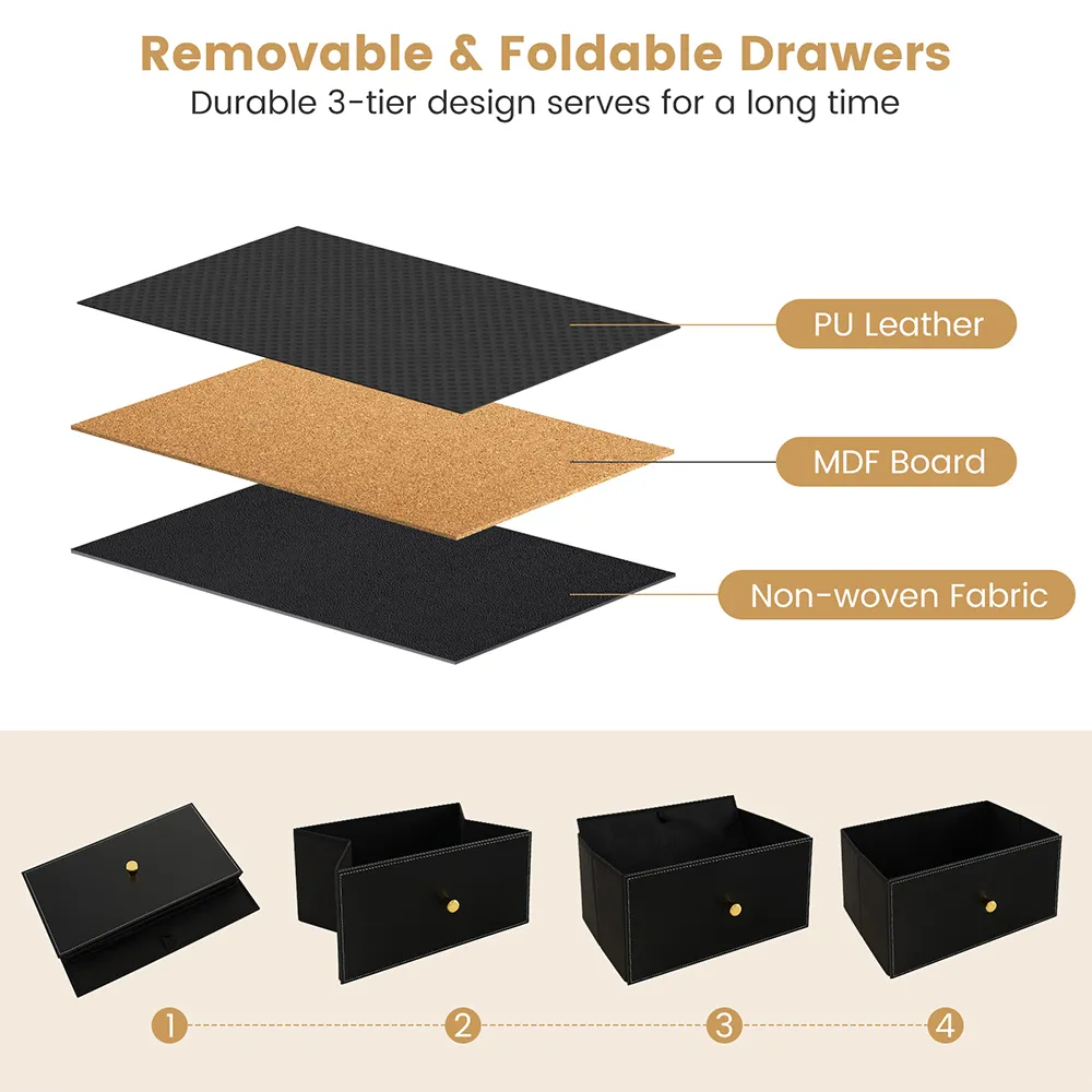 8 Drawer Fabric Dresser - Black