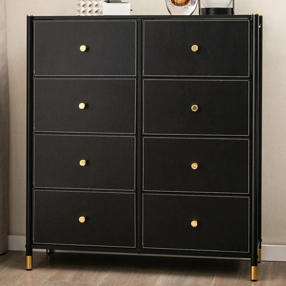 8 Drawer Fabric Dresser - Black