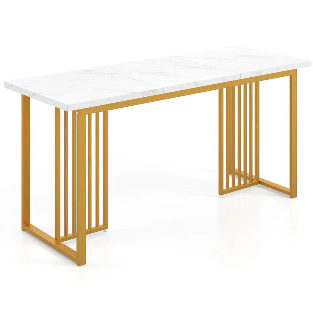8 Seater Dining Table - White, Faux Marble