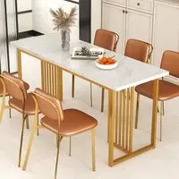 8 Seater Dining Table - White, Faux Marble