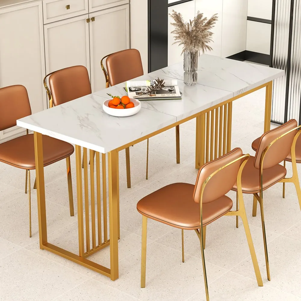 8 Seater Dining Table - White, Faux Marble image