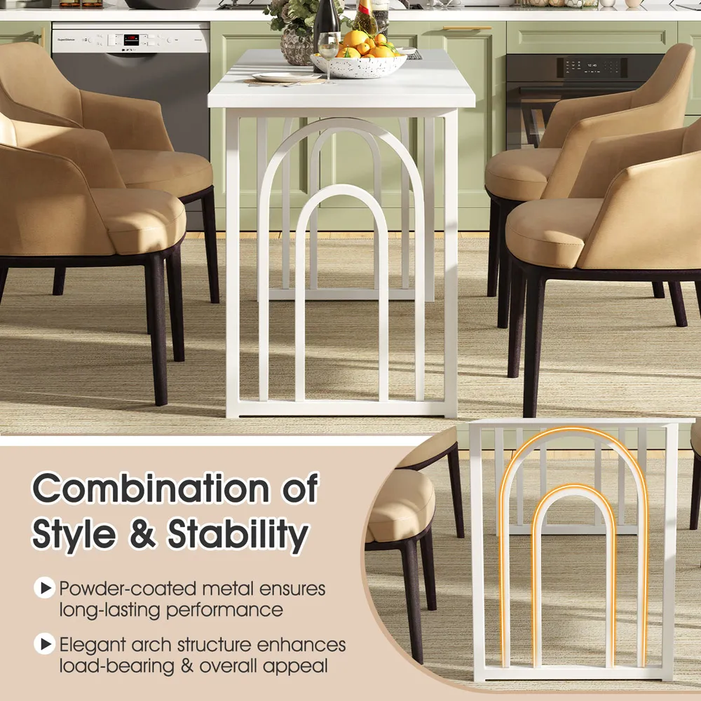 8 Seater Dining Table with Metal Legs - White