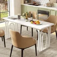 8 Seater Dining Table with Metal Legs - White