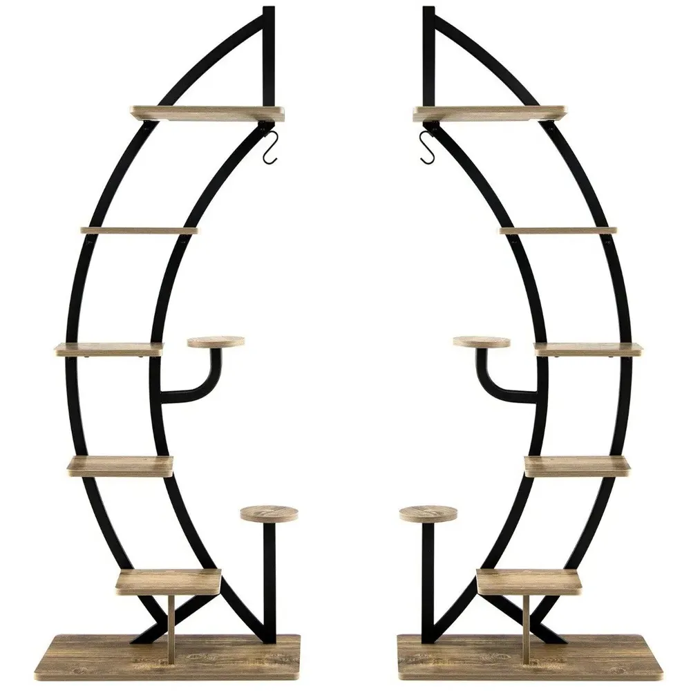 8 Tier Half Moon Plant Stand - Cream