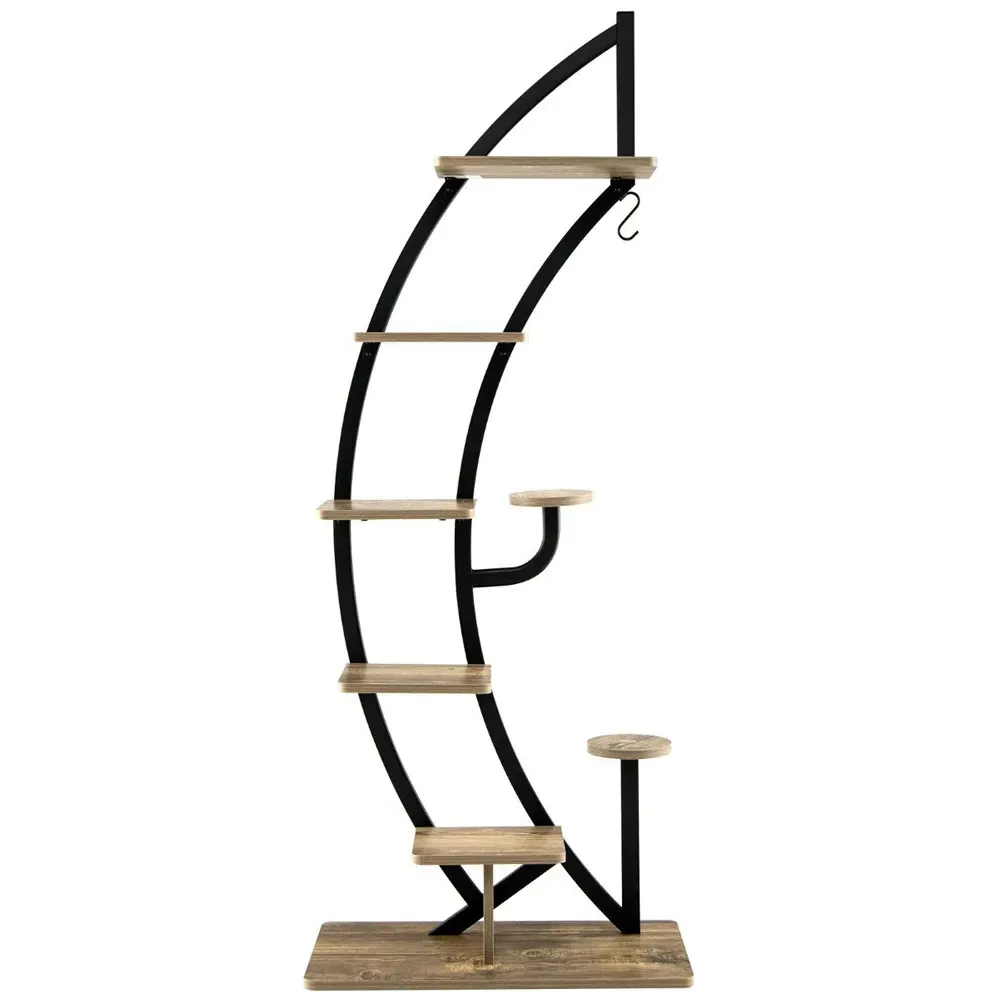 8 Tier Half Moon Plant Stand - Cream image