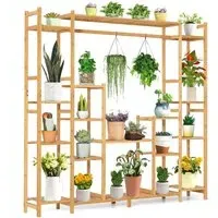 9 Tier Bamboo Crisscross Plant Stand - Cream