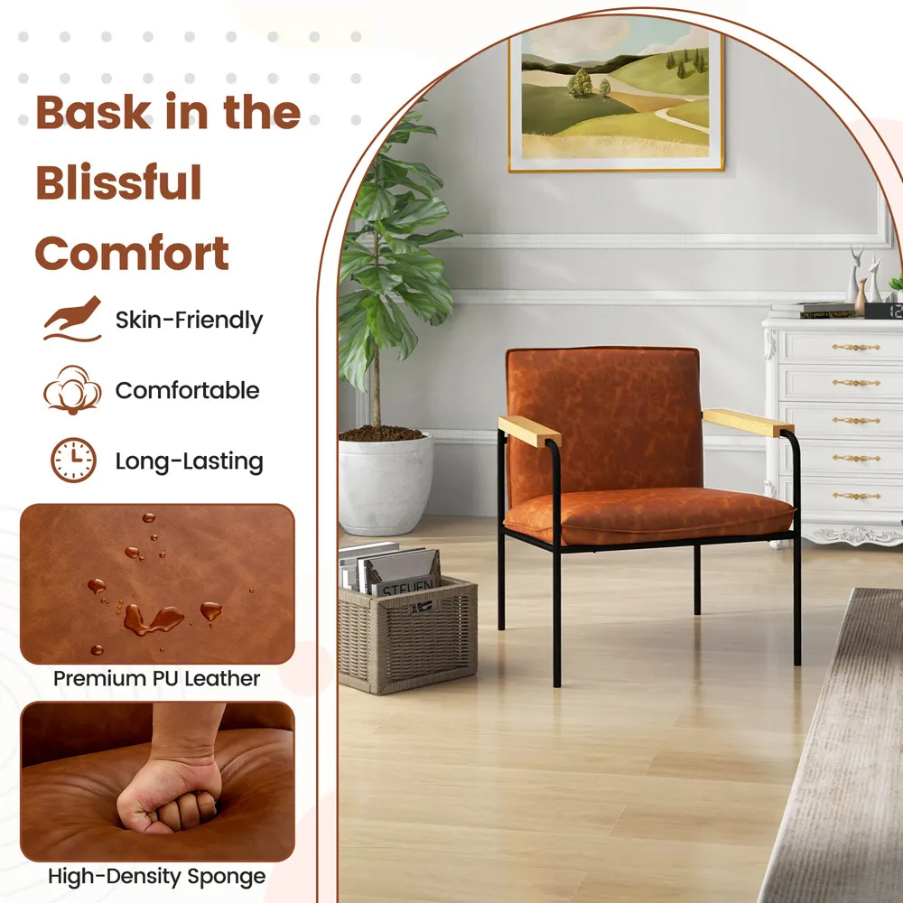 Accent Chair - Camel, PU Leather