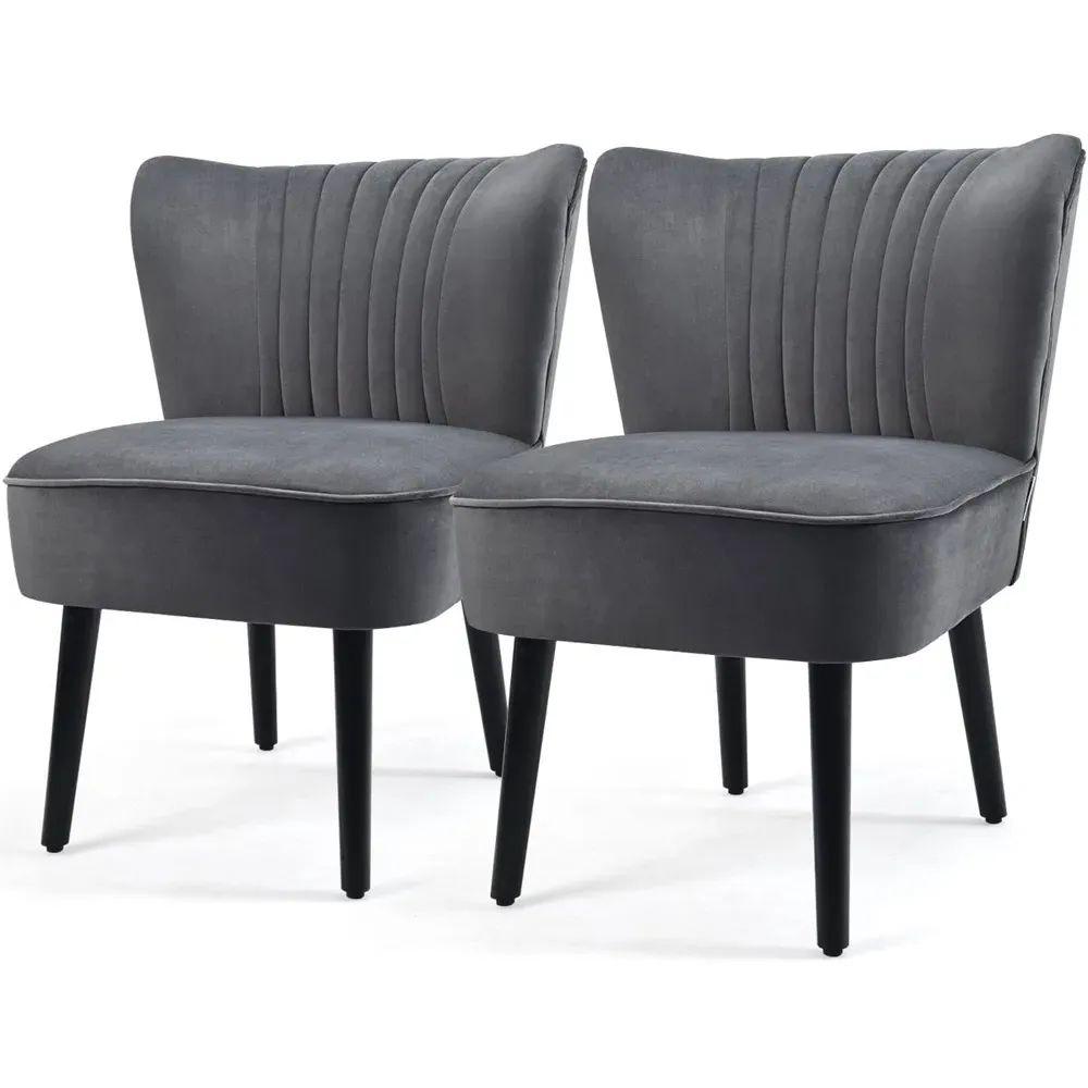 Accent Chair Set of 2 - Grey, Velvet
