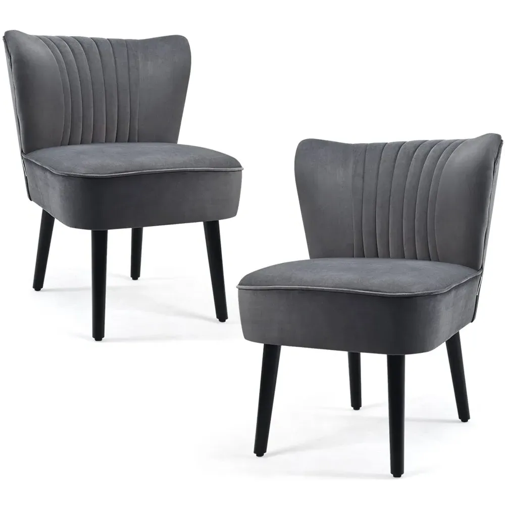 Accent Chair Set of 2 - Grey, Velvet